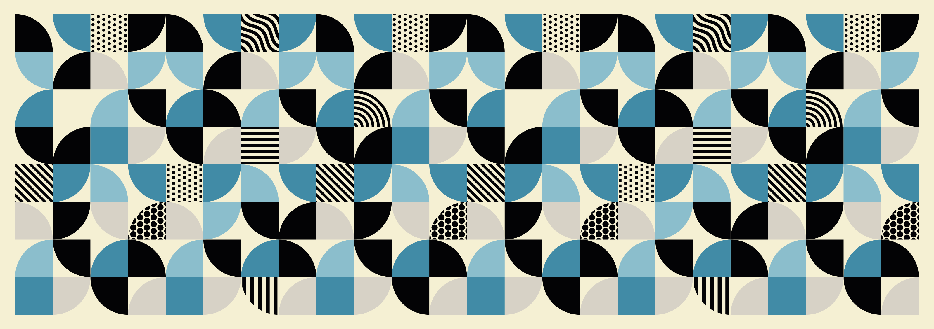 Retro kék bauhaus minta vinil szőnyeg étkező - TenStickers