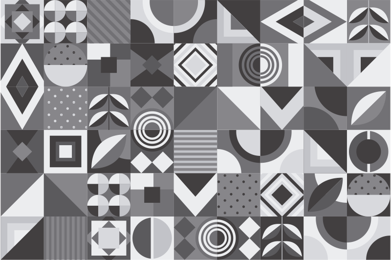Szürke geometrikus csempés vinil szőnyeg fürdőhöz - TenStickers