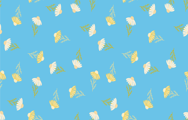 Dáliák mintás kék háttér vinil szőnyeg virágok és növények - TenStickers