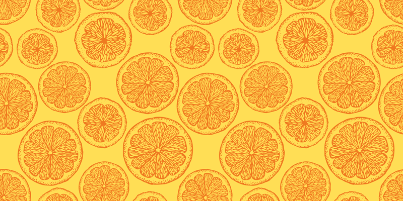 Citrus szelet mintázat vinil szőnyeg virágok és növények - TenStickers