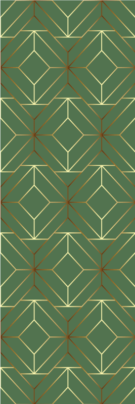 Fémes zöld négyzetek arany kerettel vinil szőnyeg geometriai - TenStickers