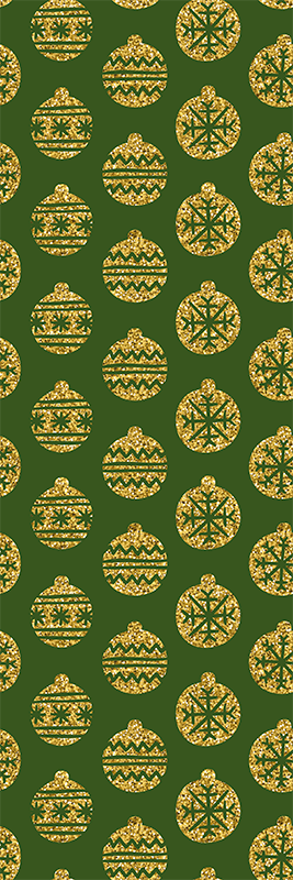 Arany díszek zöld háttéren vinil szőnyeg karácsony - TenStickers