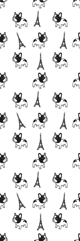 Párizsi francia bulldog vinil szőnyeg hálószoba - TenStickers