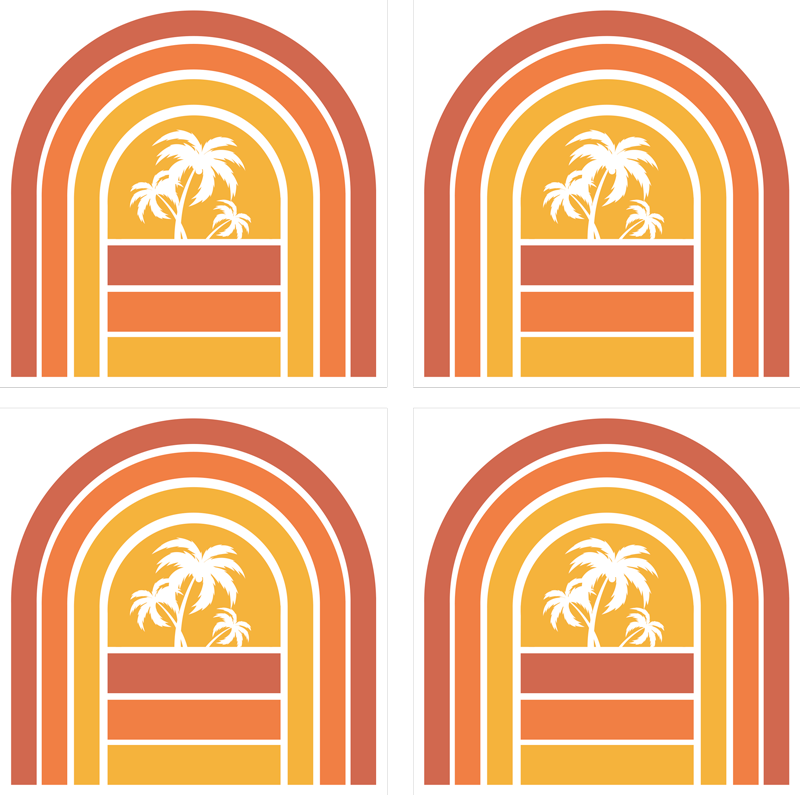 Retro naplemente és pálmák vinil szőnyeg természet - TenStickers