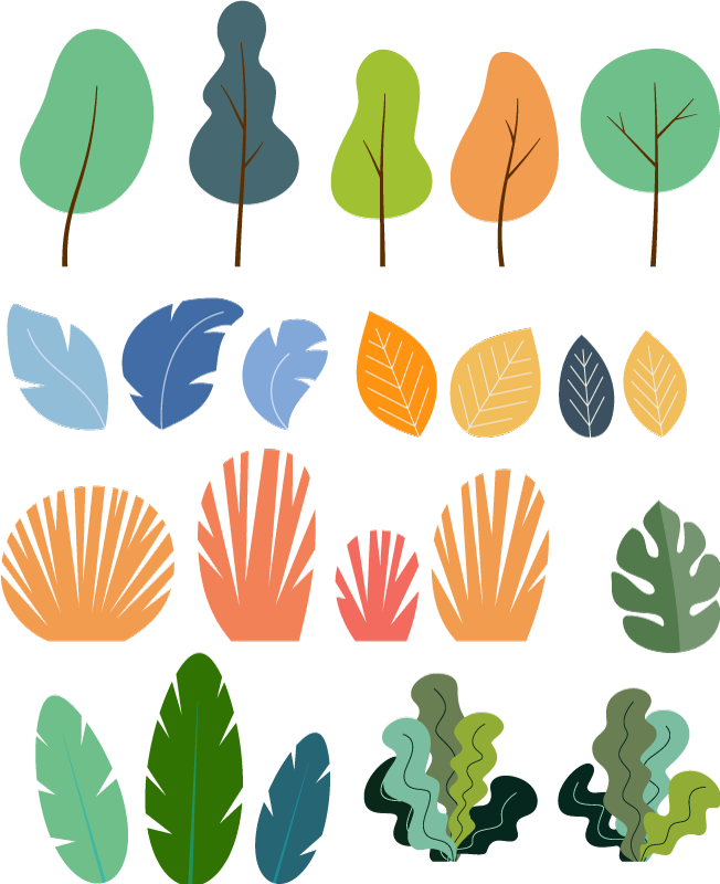 Virágok és növények vinil szőnyeg trópusi levélcsomag - TenStickers