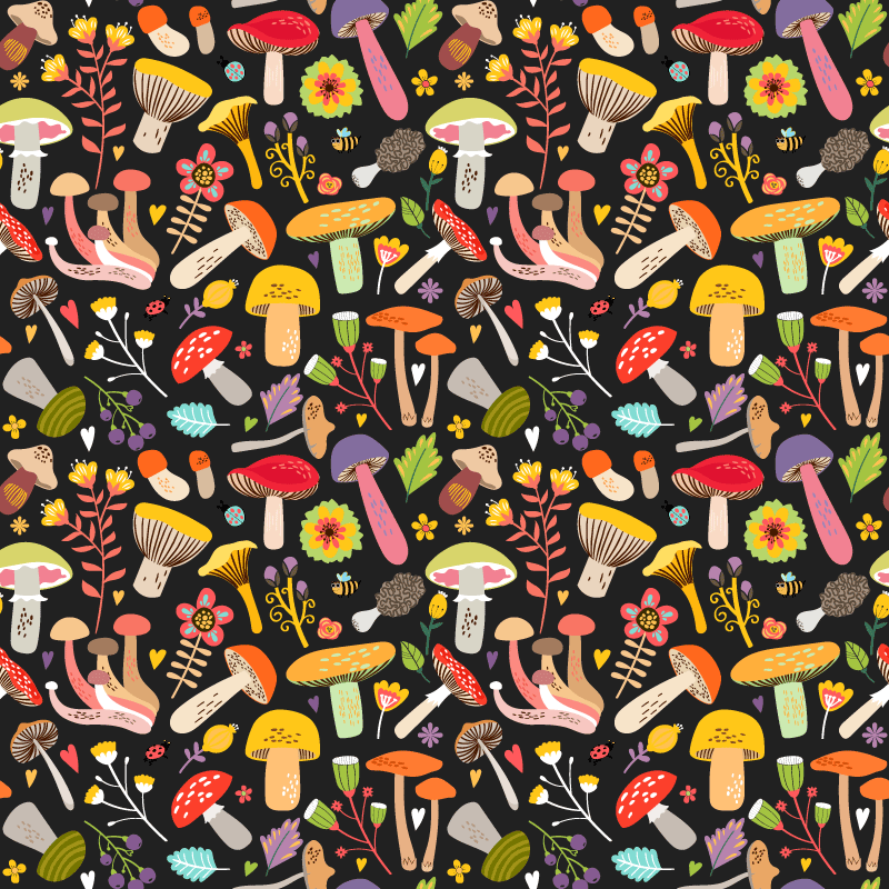 Vinil szőnyeg virágok és növények őszi gombás minta - TenStickers