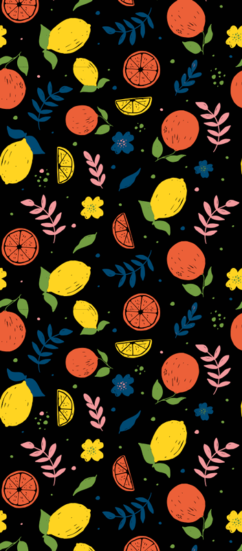 Citrus gyümölcsök levelekkel vinil szőnyeg hálószoba - TenStickers