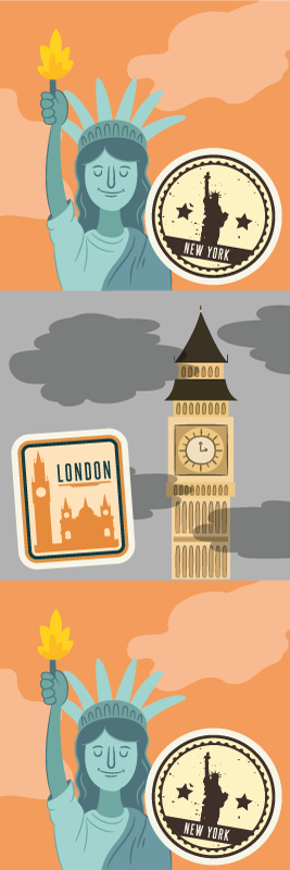 Nyc és london kollázs vinil szőnyeg hálószoba - TenStickers