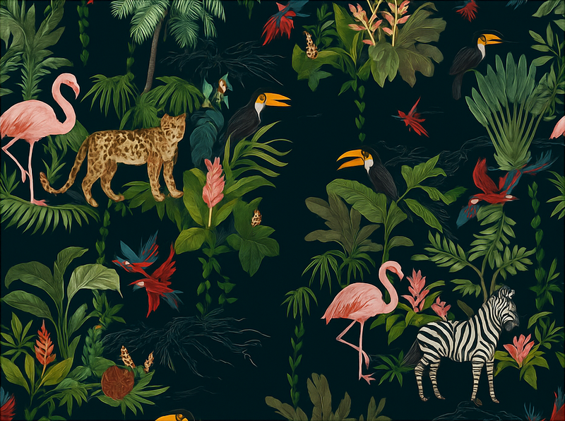 Sötét exotikus mintázat vinil szőnyeg hálószoba - TenStickers