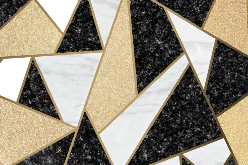 Geometriai vinil szőnyeg márvány fekete-fehér csempék - TenStickers