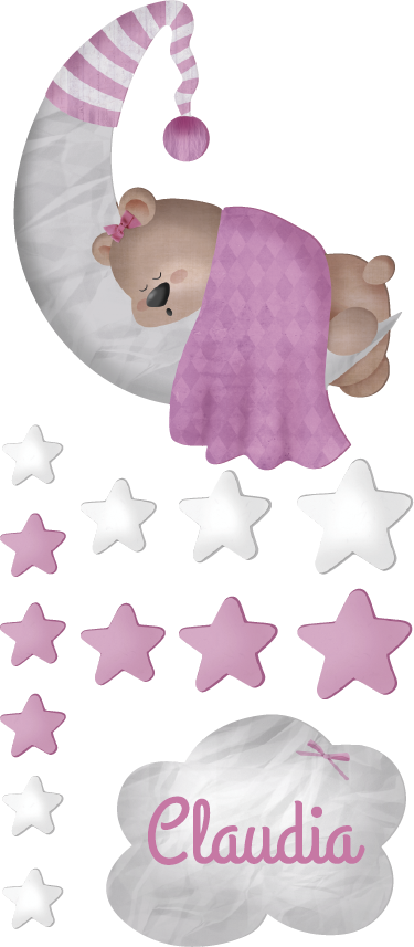 Névvel ellátott felhőmaci vinil szőnyeg gyerekeknek - TenStickers