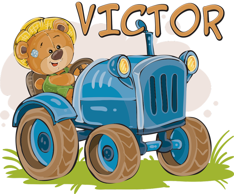 Személyre szabható traktoros vinil szőnyeg gyerekeknek - TenStickers