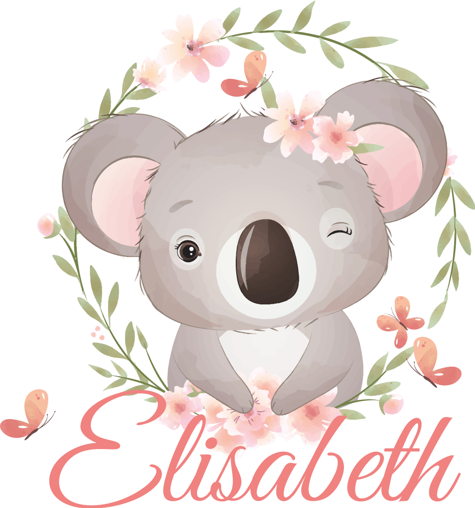 Aranyos állatok koala névvel vinil szőnyeg gyerekek - TenStickers
