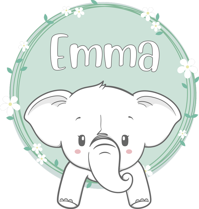 Elefánt névvel vinil szőnyeg gyerekeknek - TenStickers