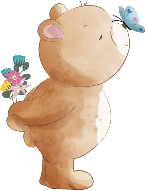 Vinil szőnyeg gyerekek - medvés és pillangós matrica - TenStickers