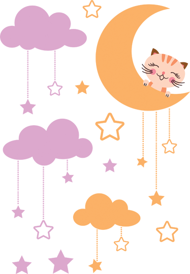 Gyerek vinil szőnyeg macska holdas matricával - TenStickers