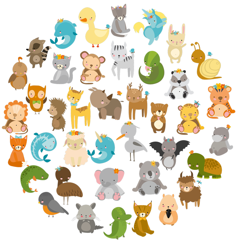 Állatok a zöldben vinil szőnyeg gyerekeknek - TenStickers