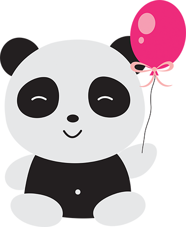 Panda medve rózsaszín lufival vinil szőnyeg gyerekek - TenStickers