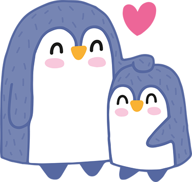Mami és bébi pingvin vinil szőnyeg gyerekeknek - TenStickers