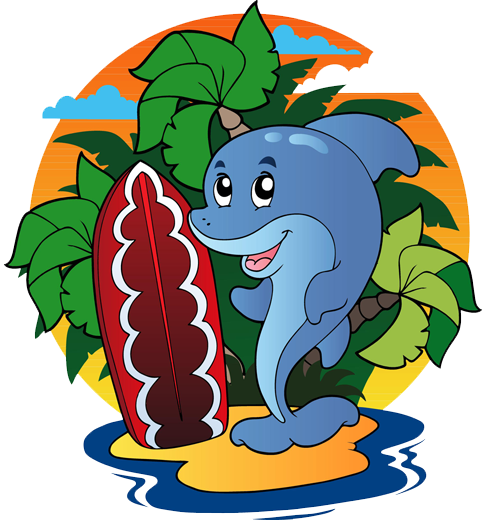 Surfing delfin vinil szőnyeg gyerekek - TenStickers