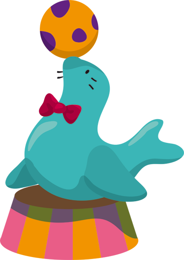Circus fóka labdával vinil szőnyeg gyerekeknek - TenStickers