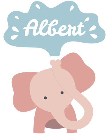 Névvel ellátott kis elefánt vinil szőnyeg gyerekeknek - TenStickers