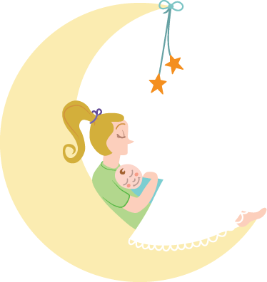 Mami és baba a holdon vinil szőnyeg gyerekeknek - TenStickers