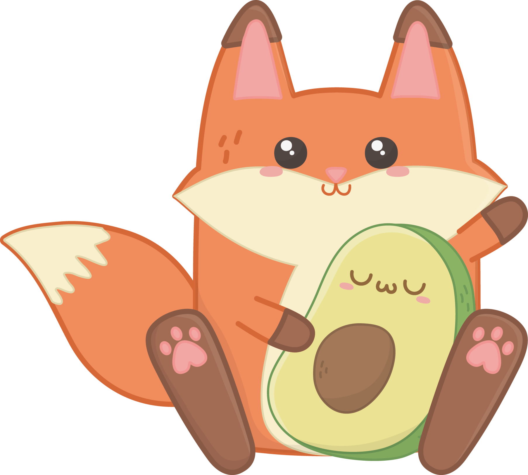 Kawaii róka avokádóval vinil szőnyeg gyerekeknek - TenStickers