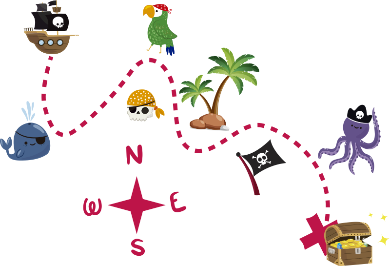 Vinil szőnyeg játékok kincskereső térképe - TenStickers