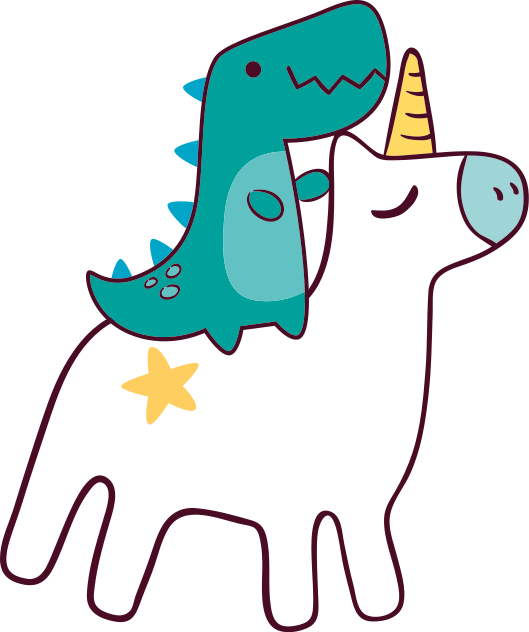 Unikornis és dinoszaurusz mesevinil szőnyeg gyerekeknek - TenStickers