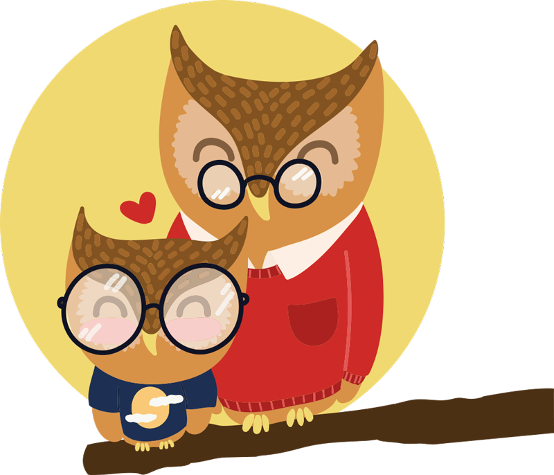 Apa és fia baglyos vinil szőnyeg gyerekeknek - TenStickers