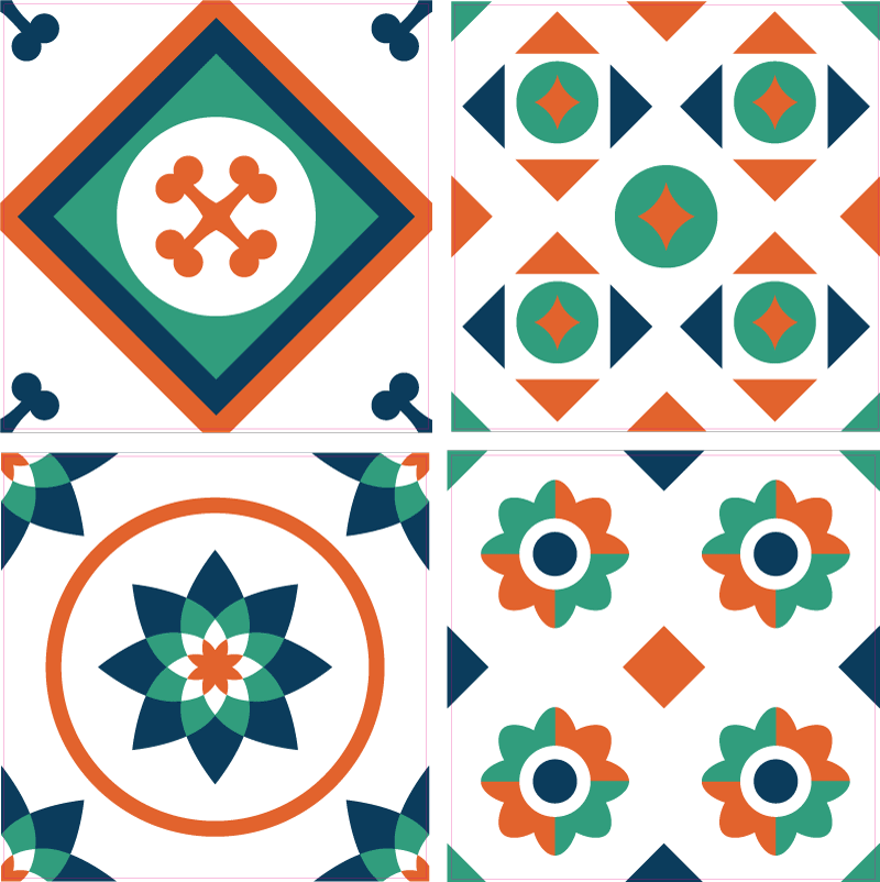 Geometrikus csempe vinil szőnyeg fürdő esetében - TenStickers