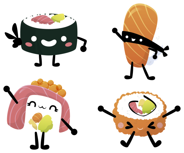 Kawaii sushi vinil szőnyeg konyha - TenStickers