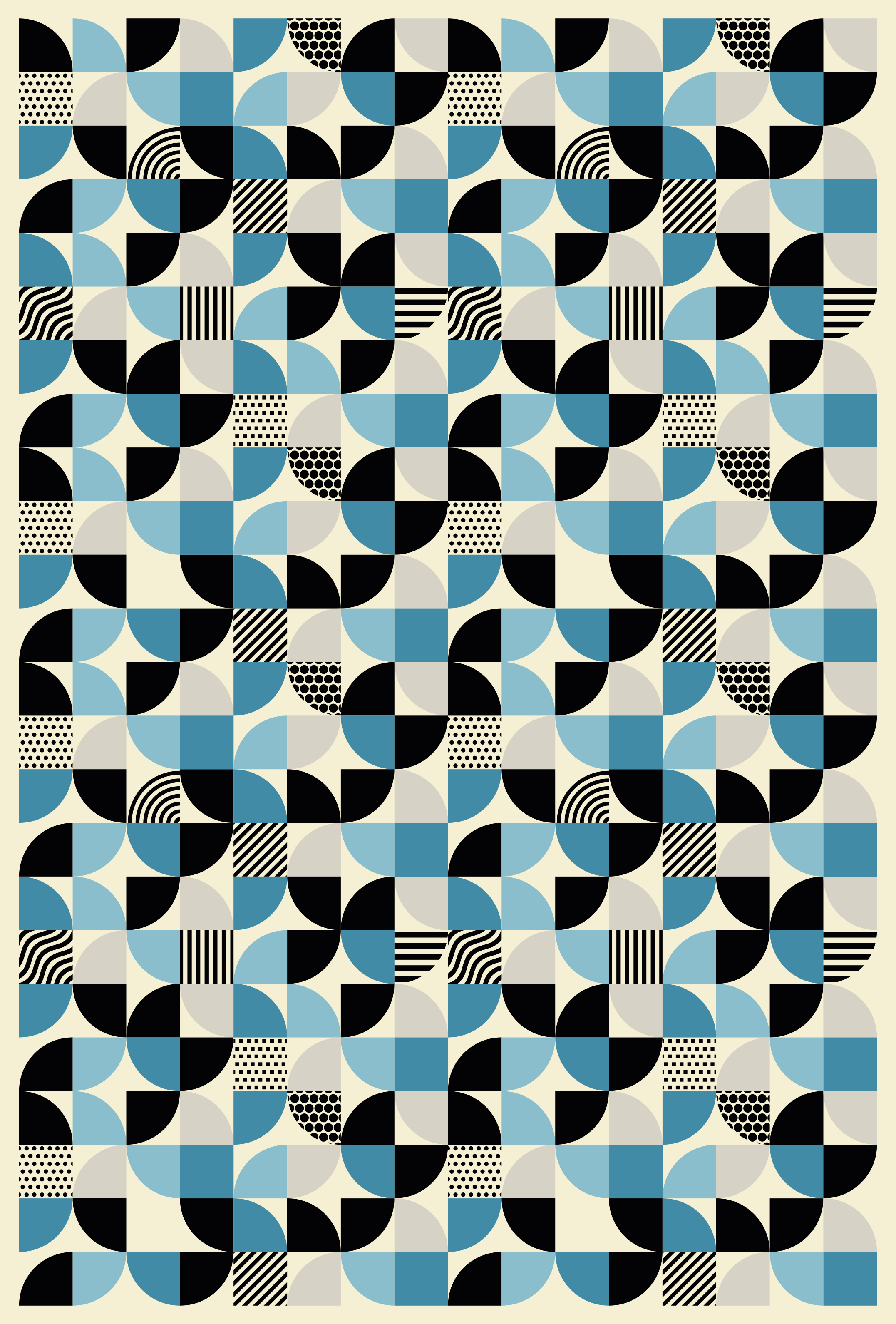 Retro kék bauhaus minta vinil szőnyeg konyha - TenStickers