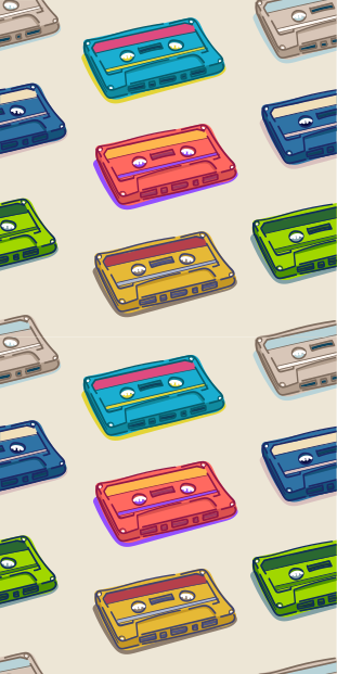 Retro sokszínű kazettás mintás vinil szőnyeg hálószoba - TenStickers