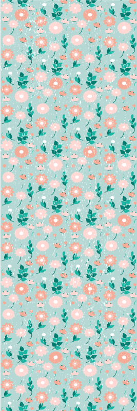 Kék virágos shabby chic vinil szőnyeg hálószoba - TenStickers