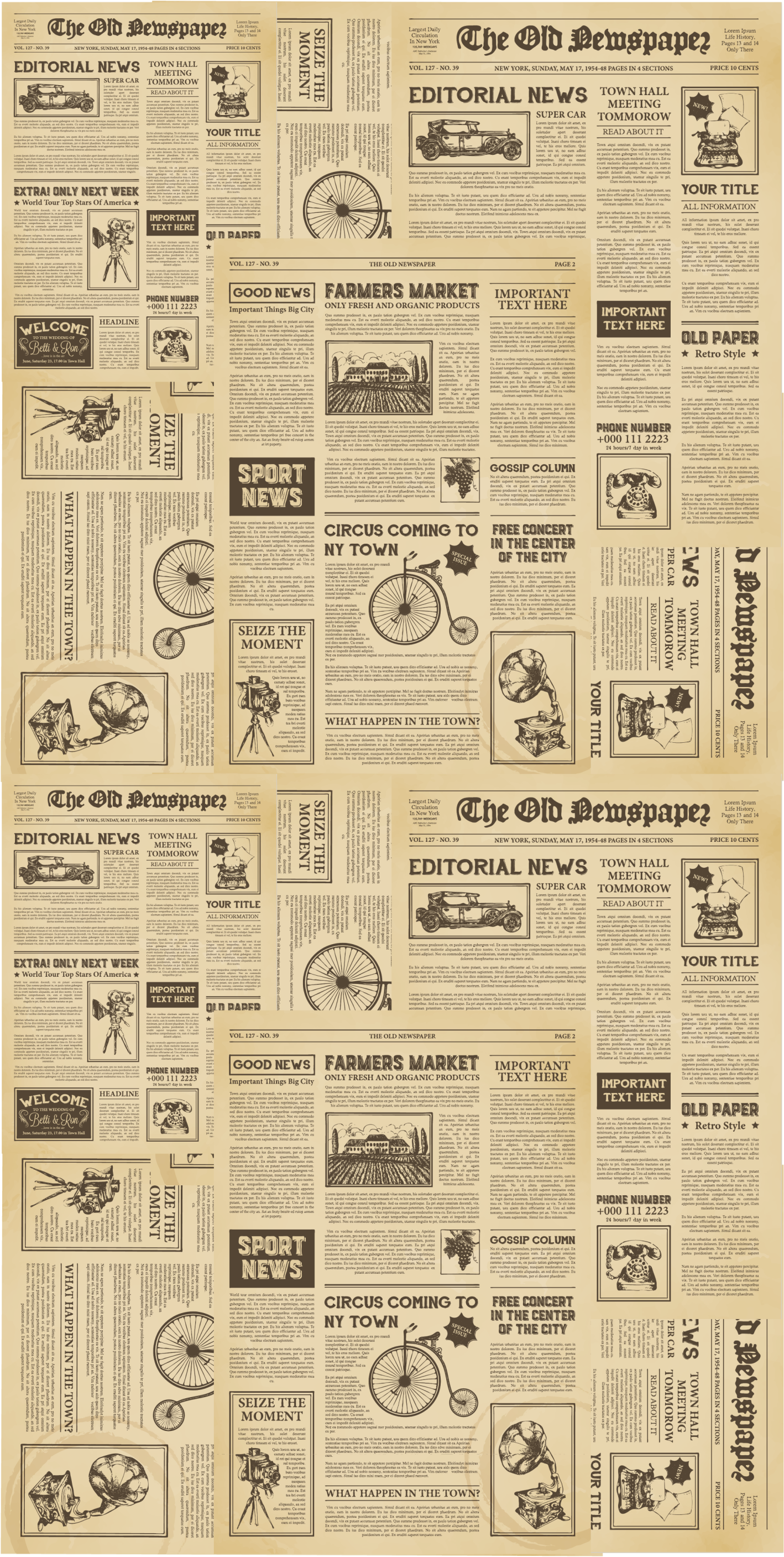 Vinil szőnyeg tanulmány - vintage amerikai újság - TenStickers
