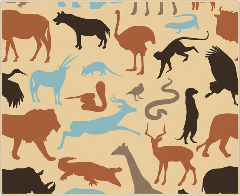 Szafari állatok sziluett vinil szőnyeg hálószoba - TenStickers