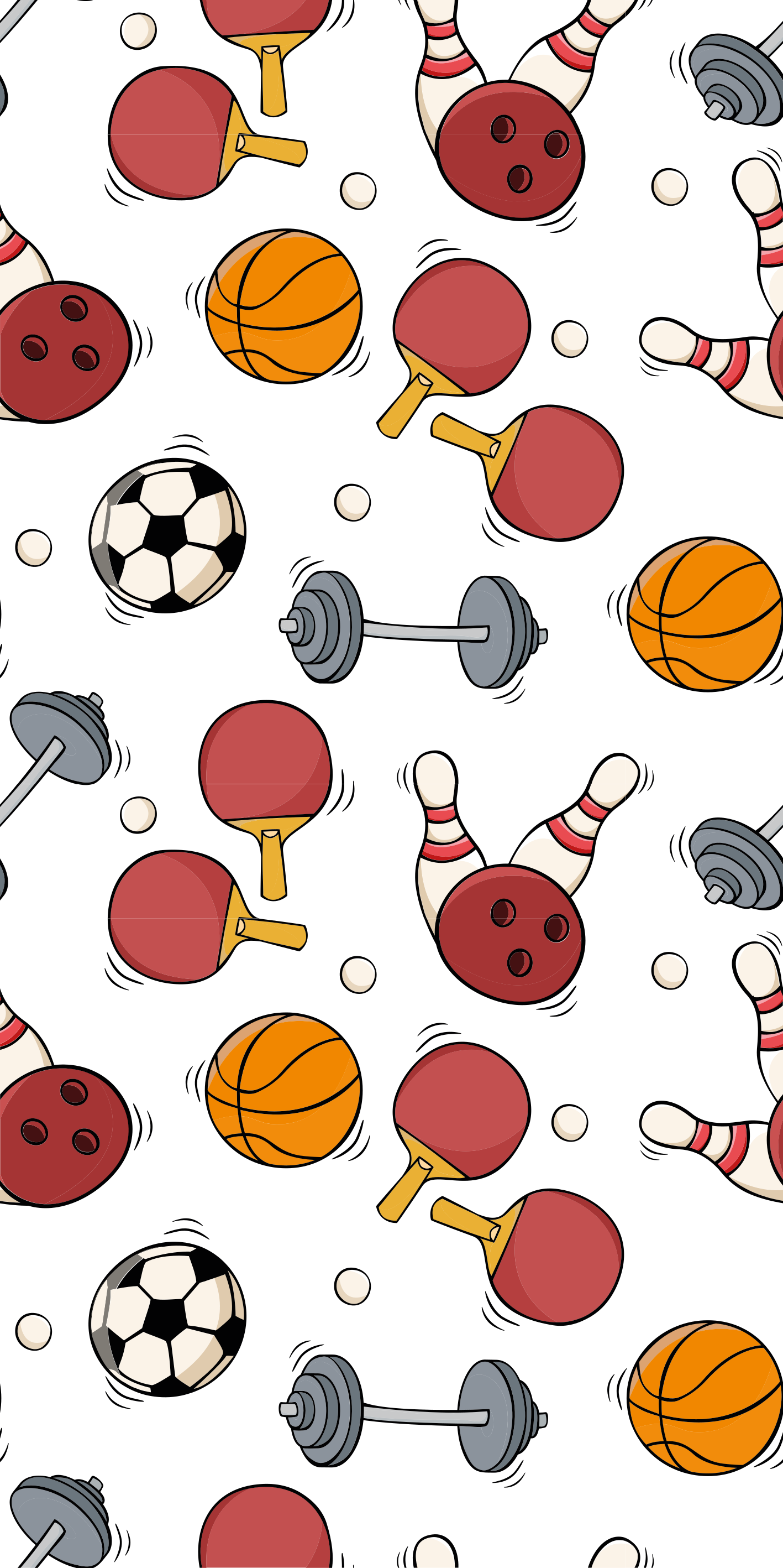 Doodle stílusú sporteszközök vinil szőnyeg hálószoba - TenStickers