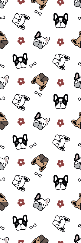 Virágok és francia bulldogok vinil szőnyeg hálószoba - TenStickers