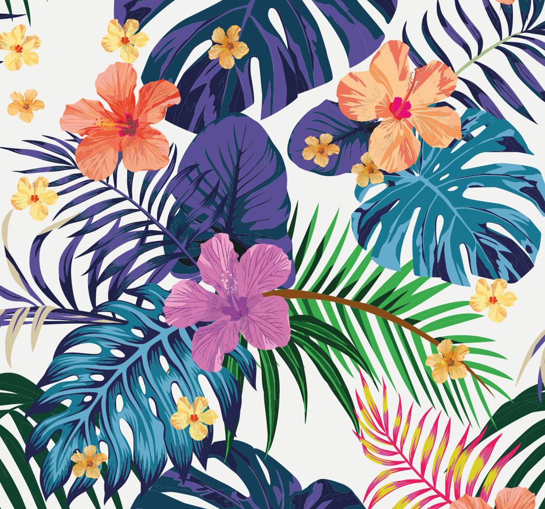 Hawaiian színes virágok vinil szőnyeg természet - TenStickers