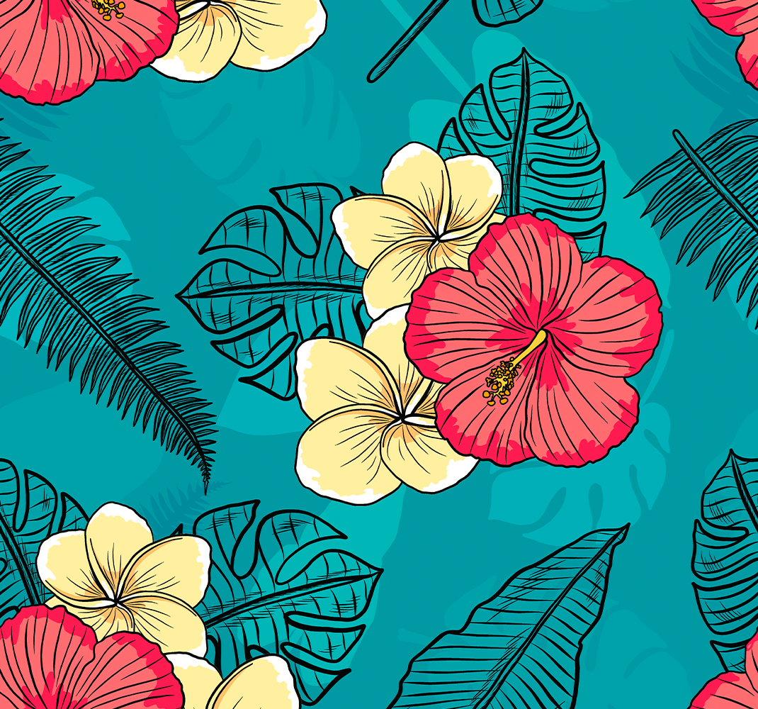 Vinil szőnyeg természet hawaii virágokkal - TenStickers