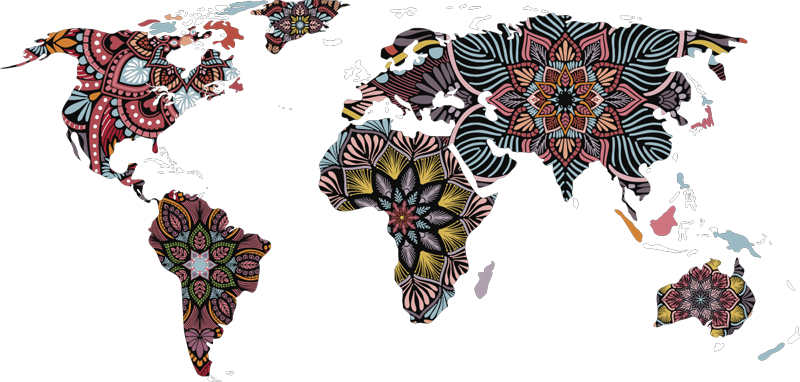 Mandala világtérkép vinil szőnyeg - TenStickers