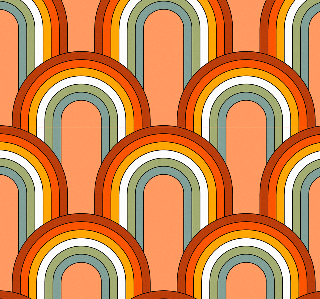70-es évek szivárvány mintás vinil szőnyeg szüret - TenStickers