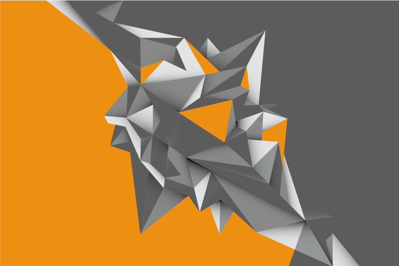 Szürke és narancs geometriai absztrakt formák vinil szőnyeg - TenStickers