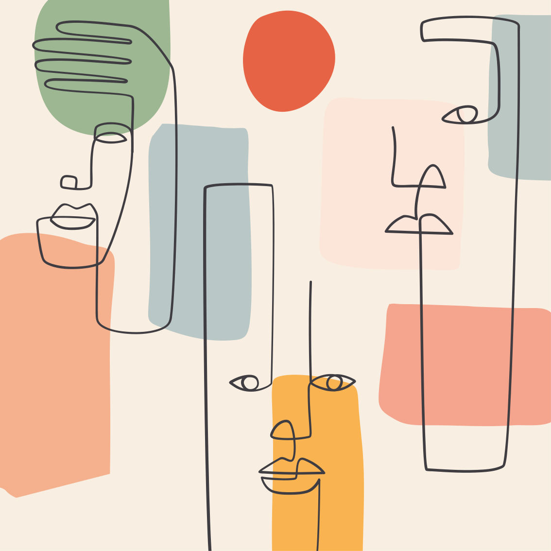 Geometriai vinil szőnyeg minimalista arccal - TenStickers