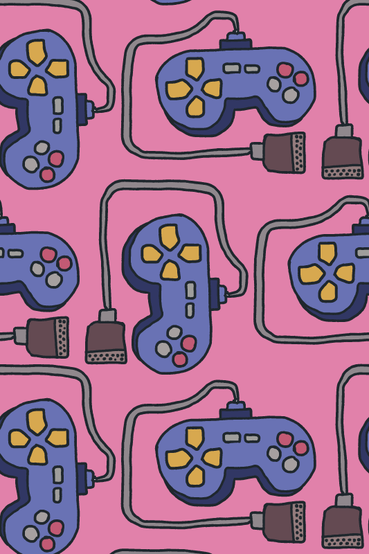 Retro kontroller mintás vinil szőnyeg játékok - TenStickers