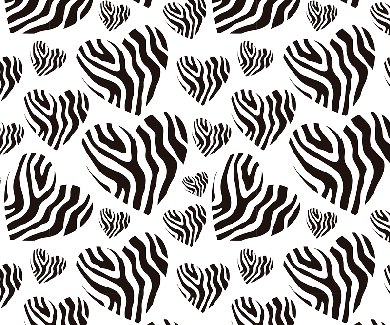 Fehér vinil szőnyeg zebra mintás szív - TenStickers