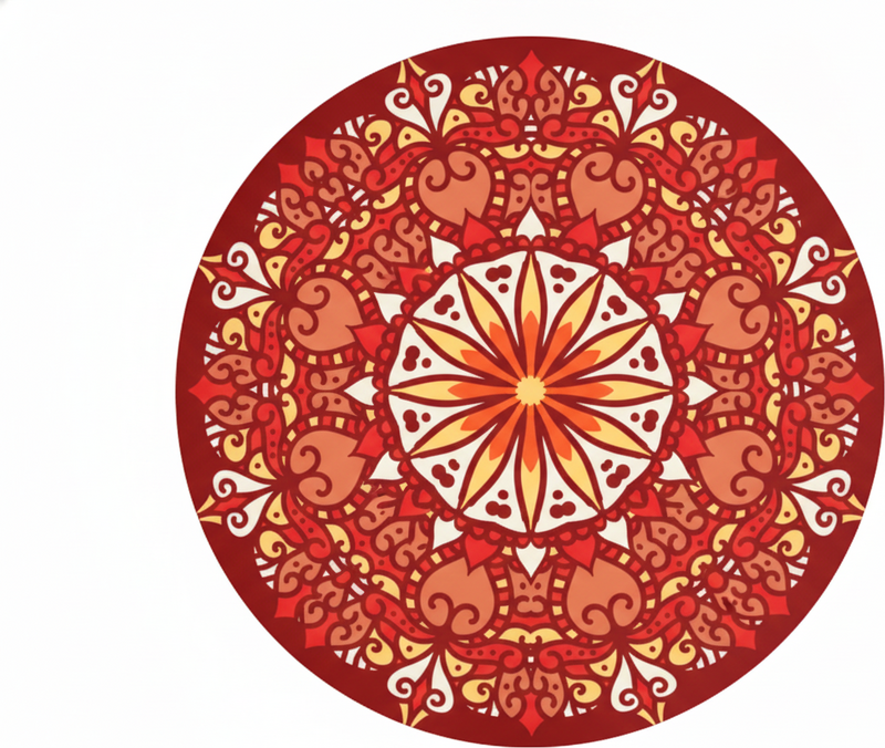 Luxus díszes színes mandala vinil szőnyeg piros - TenStickers