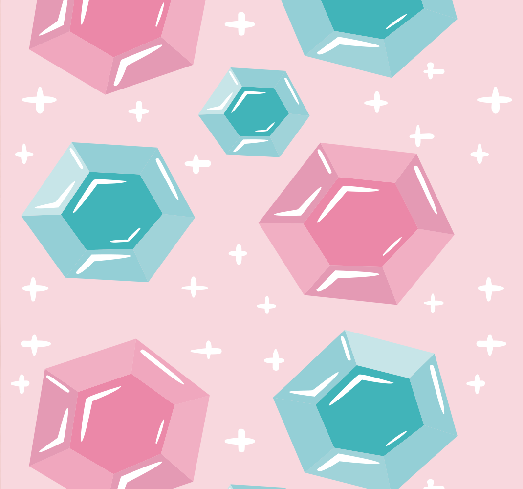 Rózsaszín vinil szőnyeg geometrikus drágakövek - TenStickers
